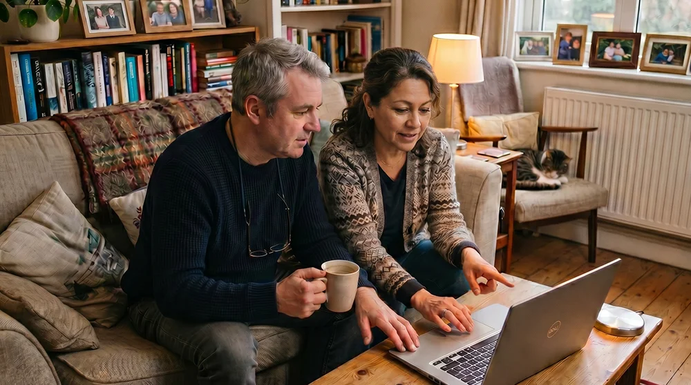 A couple looking at valuable rebates